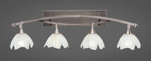 Load image into Gallery viewer, Bow 4 Light Bath Bar Shown In Brushed Nickel Finish with 7" Ice Glass