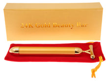 Load image into Gallery viewer, 24 Karat Gold Plated Constant Pulse Facial Massager, Water Proof - Five Vibration Pulse Settings - Kiss Your Face - Electric Massager, Gold