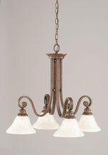 Load image into Gallery viewer, Curl 4 Light Chandelier Shown In Bronze Finish With 7" Glass