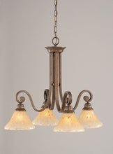 Load image into Gallery viewer, Curl 4 Light Chandelier Shown In Bronze Finish With 7" Glass