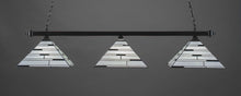 Load image into Gallery viewer, Square 3 Light Bar With Square Fitters Shown In Finish With 14" Pearl Ebony Tiffany Glass