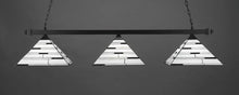 Load image into Gallery viewer, Square 3 Light Bar With Square Fitters Shown In Finish With 14" Pearl Ebony Tiffany Glass