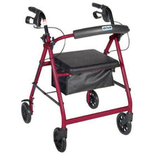 Load image into Gallery viewer, Aluminum Rollator with Fold Up and Removable Back Support, Padded Seat, 6" Casters with Loop Locks