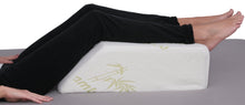 Load image into Gallery viewer, Deluxe Comfort Bamboo Leg Elevating Position Wedge Pillow, 22" x 15" x 7" - Orthopedic Medical Grade Foam - Cushioned Bamboo Pillow Cover - Pre-Post Surgery Specialty Pillow - Bed Wedge, Beige