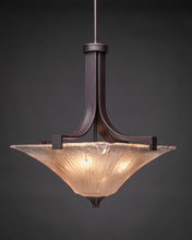 Load image into Gallery viewer, Apollo 3 Bulb Stem Bowl Pendant With Hang Straight Swivel Shown In Dark Granite Finish with Square 18" Square Crystal Glass