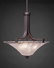 Load image into Gallery viewer, Apollo 3 Bulb Stem Bowl Pendant With Hang Straight Swivel Shown In Dark Granite Finish with Square 18" Square Crystal Glass