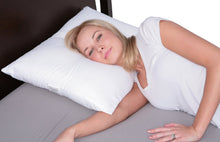 Load image into Gallery viewer, Deluxe Comfort Stress Free Side Sleeper Pillow - Therapeutic Ear Comfort - Medicinal Ear Pressure Relief - Perfect Side And Stomach Sleeper - Bed Pillow, White