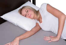 Load image into Gallery viewer, Deluxe Comfort Stress Free Side Sleeper Pillow - Therapeutic Ear Comfort - Medicinal Ear Pressure Relief - Perfect Side And Stomach Sleeper - Bed Pillow, White