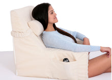 Load image into Gallery viewer, Deluxe Comfort Bed Lounger Bedrest Pillow, 24" x 24" x 15.5" - Orthopedic Grade Firm Foam - Removable Neck Roll Cervical Pillow - Specialty Medical Pillow - Bed Rest Pillow, Off-White