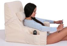 Load image into Gallery viewer, Deluxe Comfort Bed Lounger Bedrest Pillow, 24" x 24" x 15.5" - Orthopedic Grade Firm Foam - Removable Neck Roll Cervical Pillow - Specialty Medical Pillow - Bed Rest Pillow, Off-White