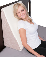 Load image into Gallery viewer, Deluxe Comfort Memory Foam Bed Wedge, 25" x 24" x 7" - Therapeudic Back Pain Relief - Orthopedic Grade Foam - Easy Care Washable Zipper Cover - Bed Wedge, Beige