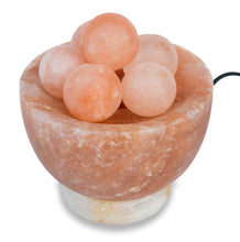 Load image into Gallery viewer, Massagers Spa Collection Himalayan Rock Salt Crystal Balls Healing  Lamp, 7 Inch Diameter - Soft Calm Therapeutic Light - Handcrafted Salt Crystal Bowl W/ 6 Healing Balls - Table Lamp, Dark Orange Hue