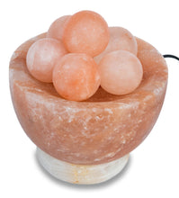 Load image into Gallery viewer, Massagers Spa Collection Himalayan Rock Salt Crystal Balls Healing  Lamp, 7 Inch Diameter - Soft Calm Therapeutic Light - Handcrafted Salt Crystal Bowl W/ 6 Healing Balls - Table Lamp, Dark Orange Hue