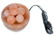 Load image into Gallery viewer, Massagers Spa Collection Himalayan Rock Salt Crystal Balls Healing  Lamp, 7 Inch Diameter - Soft Calm Therapeutic Light - Handcrafted Salt Crystal Bowl W/ 6 Healing Balls - Table Lamp, Dark Orange Hue