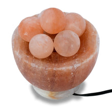 Load image into Gallery viewer, Massagers Spa Collection Himalayan Rock Salt Crystal Balls Healing  Lamp, 7 Inch Diameter - Soft Calm Therapeutic Light - Handcrafted Salt Crystal Bowl W/ 6 Healing Balls - Table Lamp, Dark Orange Hue