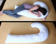 Load image into Gallery viewer, Deluxe Comfort J Full Body Pillow - Total Body Length - Prenatal Pregnancy Pillow - Hypoallergenic Synthetic Fiber Filler - Body Pillow, White