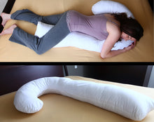 Load image into Gallery viewer, Deluxe Comfort J Full Body Pillow - Total Body Length - Prenatal Pregnancy Pillow - Hypoallergenic Synthetic Fiber Filler - Body Pillow, White