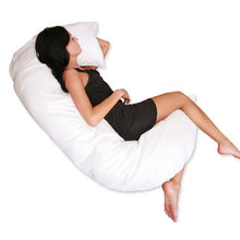 Load image into Gallery viewer, Deluxe Comfort C Shaped Full Body Pillow - Total Body Length - Prenatal Pregnancy Pillow - Full Body Side Sleeper - Body Pillow, White