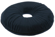 Load image into Gallery viewer, Anti-Microbial Latex Foam Donut Shaped Coccyx Cushion, 14" Diameter - Orthopedic Grade Foam - Specialty Medical Pillow - Removable Machine Washable Hypoallergenic Cover - Lumbar Pillow, Navy Blue