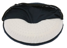 Load image into Gallery viewer, Anti-Microbial Latex Foam Donut Shaped Coccyx Cushion, 14" Diameter - Orthopedic Grade Foam - Specialty Medical Pillow - Removable Machine Washable Hypoallergenic Cover - Lumbar Pillow, Navy Blue
