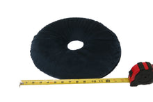 Load image into Gallery viewer, Anti-Microbial Latex Foam Donut Shaped Coccyx Cushion, 14" Diameter - Orthopedic Grade Foam - Specialty Medical Pillow - Removable Machine Washable Hypoallergenic Cover - Lumbar Pillow, Navy Blue