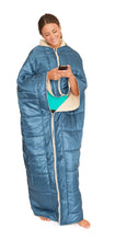 Load image into Gallery viewer, Deluxe Comfort My Cozy Blanket Wrap - Hot and Cold Thermal Blanket Spa Wraps with Sleeves - Blanket with Sleeves Super Soft Fleece - One Size Fits Most - Blankets, Blue