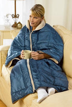 Load image into Gallery viewer, Deluxe Comfort My Cozy Blanket Wrap - Hot and Cold Thermal Blanket Spa Wraps with Sleeves - Blanket with Sleeves Super Soft Fleece - One Size Fits Most - Blankets, Blue