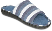 Load image into Gallery viewer, Mens Mesh Memory Foam Slippers Blue/White 9-10