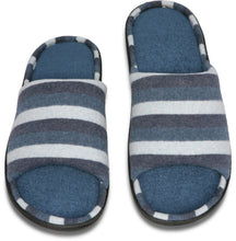 Load image into Gallery viewer, Mens Mesh Memory Foam Slippers Blue/White 9-10