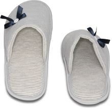 Load image into Gallery viewer, Ribbon Memory Foam Slippers Grey 9-10