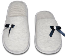 Load image into Gallery viewer, Ribbon Memory Foam Slippers Grey 9-10