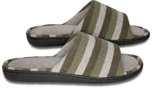 Load image into Gallery viewer, Mens Mesh Memory Foam Slippers Green/Gray 11-12