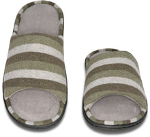 Load image into Gallery viewer, Mens Mesh Memory Foam Slippers Green/Gray 11-12