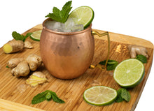 Load image into Gallery viewer, Moscow Mule Mugs: 100% Pure Copper, No-Nickel Lining, Hammered Finish - Solid Copper Mugs Keep Drinks Frosty Cold - Shot Glass, Stir Straws , Coasters , Printed InfoBook &amp; Free Download Recipe Ebook - Set of 2