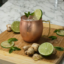 Load image into Gallery viewer, Moscow Mule Mugs: 100% Pure Copper, No-Nickel Lining, Smooth Finish - Solid Copper Mugs Keep Drinks Frosty Cold - Shot Glass, Stir Straws , Coasters , Printed Info Book &amp; Free Download Recipe Ebook - Set of 2
