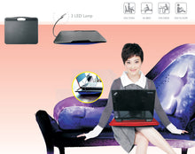 Load image into Gallery viewer, Deluxe Comfort Microbead Laptop Pillow - Micro-Beaded - Perfect for Reading - Built-In Light - Laptop Lapdesk, Black