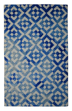 Load image into Gallery viewer, Handmade Wool Modern Blue/ Ivory 5' x 8' lt1041 Area Rug