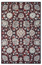 Load image into Gallery viewer, Handmade Wool Floral Charcoal/ Ivory 5' x 8' lt1101 Area Rug
