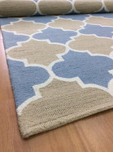 Load image into Gallery viewer, Handmade Wool Modern L.Blue/ Rust 5' x 8' lt1275 Area Rug