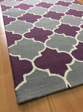 Load image into Gallery viewer, Handmade Wool Modern Gray/ Purple 5' x 8' lt1404 Area Rug