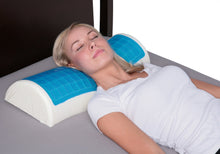 Load image into Gallery viewer, Deluxe Comfort Half Moon / Cylinder Gel Fiber Memory Foam Pillow - Therapeutic Neck, Back and Knee Pain Relief - Cooling Gel - Long Lasting Memory Foam - Bed Pillow, White