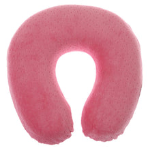 Load image into Gallery viewer, Deluxe Comfort Cool Gel Memroy Foam Horseshoe Travel Neck Pillow - Soft Velour Easy Care Machine Wasable Pillow Cover - Cooling Gel Fiber  - Therapeutic Memory Foam - Travel Pillow, Pink