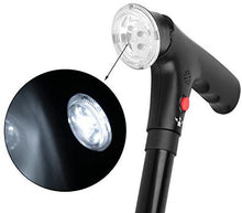 Load image into Gallery viewer, Deluxe Comfort Multi Function Cane and Walking Stick with Led Flashlight - Lightweight Collapsible Aluminum - Flashing Red Alert Lights &amp; Emergency Siren - Safety Aid - Cane, Black