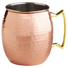 Load image into Gallery viewer, Moscow Mule Mugs: 100% Pure Copper, No-Nickel Lining, Hammered Finish - Solid Copper Mugs Keep Drinks Frosty Cold - Shot Glass, Stir Straws , Coasters , Printed InfoBook &amp; Free Download Recipe Ebook - Set of 2