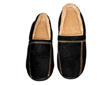 Load image into Gallery viewer, Men's Memory Foam Slippers - Black -Faux Suede Fleece House Shoes (11-12 size)