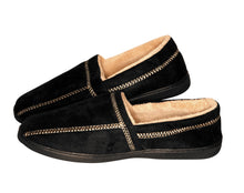 Load image into Gallery viewer, Men's Memory Foam Slippers - Black -Faux Suede Fleece House Shoes (11-12 size)