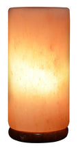 Load image into Gallery viewer, Himalayan Rock Salt Cylinder Lamp, 7 Inches Tall - Soft Calm Therapeutic Light - Smoothly Carved Handcrafted Cylindrical Design - Finished Wood Base - Tibetan Evaporated Rock Lamps - , Dark Orange Hue