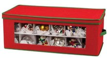 Load image into Gallery viewer, Holiday Ornament Storage Chest -- 3-tier Storage Ornaments -- Holiday Ornament Storage Chest for 54-Piece, Red with Green Trim -- This beautiful storage chest will be the ideal keeping place for precious holiday ornaments