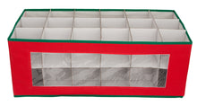 Load image into Gallery viewer, Holiday Ornament Storage Chest -- 3-tier Storage Ornaments -- Holiday Ornament Storage Chest for 54-Piece, Red with Green Trim -- This beautiful storage chest will be the ideal keeping place for precious holiday ornaments