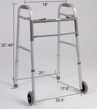 Load image into Gallery viewer, Dual Button Folding Walker With Wheels